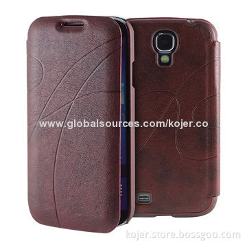 Hot-selling Flip Phone Cases for Samsung Galaxy S4 (i9500) with Heat-pressing Technology
